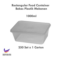 Bekas Plastik Makanan 500ml / 650ml / 750ml / 1000ml Rectangular Disposable Plastic Food Container M