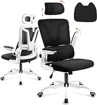 Soontrans Black Ergonomic Office Chair with Lumbar Support Pillow, Mesh Office Chair with Adjustable Arms &amp; Headrest, Rocking Office Desk Chair, Comfortable Ergonomic Chair