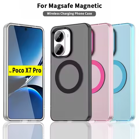 Matte Magnetic Back Cover For Xiaomi Poco X7 Pro 5G PC Soft Frame For Magsafe Wireless Charging Case