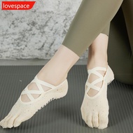 LOVESPACE Five-Finger Interlace Yoga Socks Professional Cotton Exercise Short Socks Pilates Ballet S