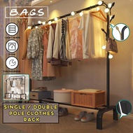 THEBAGS 110cm Single/Double Pole Open Wardrobe Drying Clothes Hanging Organizer Strong Iron Bedroom 