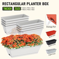Rectangle Planters Pasu Bunga Plastik Pasu Bunga Panjang Box with Drainage Holes and Trays pasu plas