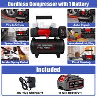 550W 40L/min Portable Cordless Air Compressor for tire inflation pneumatic nail gun dust blower 便携空气