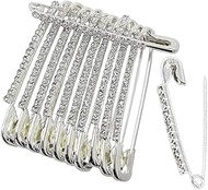 White Diamond Designer Safety Pin or Saree Pin, Size No. 4 (White)