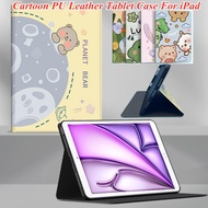 For iPad Air 13 2024 A2903 A2904 tablet case for iPad Air 11 2024 Air6 A2899 iPad Pro 11 Pro 12.9 Air4 Air5 10.9 inch iPad 10th Gen 2022 pu leather cartoon stand cover shell