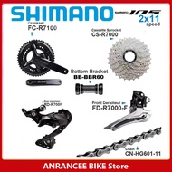 Shimano ชุด R7000 105ชุด2X11จานหน้าจักรยานเสือหมอบความเร็วสูงด้านหน้าหลังปลอกโซ่อะไหล่จักรยาน BB
