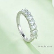 2.1ct Eternity Real Moissanite Diamond Ring 7pcs Fashion Luxury Emerald Heart Cut 100% S925 Cluster 