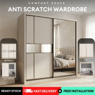 🔥Lowest Price 🔥 Gold Frame Wardrobe 5x8/6x8/8x8 Anti Jump Sliding Door Wardrobe | Melamine | Almari 