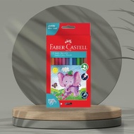 Faber-Castell 學齡大六角油性色鉛筆12色(附削筆器)(原廠正貨)