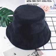 Topi Bucket Unisex Bahan Corduroy Polos / Bucket Hat Dewasa Wanita