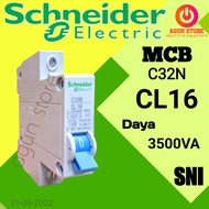 Mcb listrik schneider 16 ampere biru spln pln breker cl16 c32n anti trip