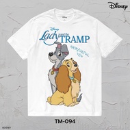 🌺 2024 Power 7 Shop เสื้อยืดการ์ตูน "Lady and the Tramp" ลายลิขสิทธ์แท้ DISNEY (TM-094)