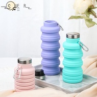 SUEREN Collapsible Water Bottle, Leakproof Silicone Foldable Water Bottle, Portable 17oz With Carabi