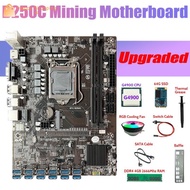 B250c ETH Miner Motherboard 12 Usb + G4900 CPU + DDR4 4GB RAM + 64G
