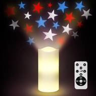 4th of July Flameless Candles Patriotic Candles Projector Lights Colorful LED Candle Battery Operate