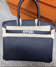 全新 Hermes Birkin 30 黑色Togo 銀扣手挽袋
