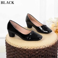 G7388-19 2 Inch Black shoes glossy Leather Shoes for Women Elegant Design Classic Style Versatile