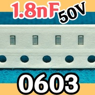 10pcs Ceramic Capacitors SMD 0603 1608 50V 1800pF 1800 pF 50v 1.8nF 1.8 nF 1.8 nF 1.8nF 50v