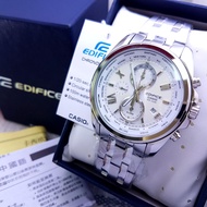 Jam Tangan Casioo Edifice EFR 501D 1A2VUDF Chain Stainless Silver Dial White