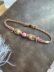 BB62 民族風 蠟線編織 薔薇輝石 橙月亮 手環 (可調長度)