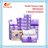 Vinda Tissue Vinda Facial Tissue Vinda Kitchen Towel Paper 4D Emboss 抽纸巾 3Ply 1Box(24Packs) TLG