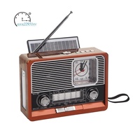 Vintage Radio Solar Retro Radio USB Rechargeable, MP3 Player, Flashlight Speaker, Support Clock Radi