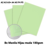 HIJAU Light Green Manila Bc Paper 180gsm A2 A3+ A3 A4 A5 A6 F3 F4 F5 Custom size