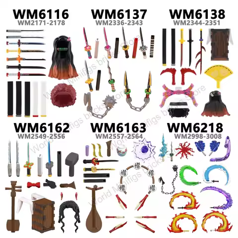 WM6218 Demons Slayers Anime Action Figures Accessaries Set Building Blocks Gift Toys For Children Ad