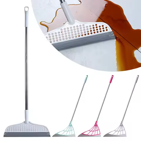 Lazy Broom Silicone Broom Stainless Scraper Water Stain Remover Non-Stick Hair Remover Flexible Wind