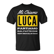 Men'S Italian License Plate T-Shirt - Funny Italian Saying Mi Chiamo Luca (My Name Is Luca) And Lice