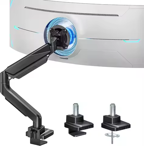 Ultrawide Monitor Arm for 13-49 Inch Screens, Heavy Duty Adjustable Stand with C-clamp & Grommet Bas