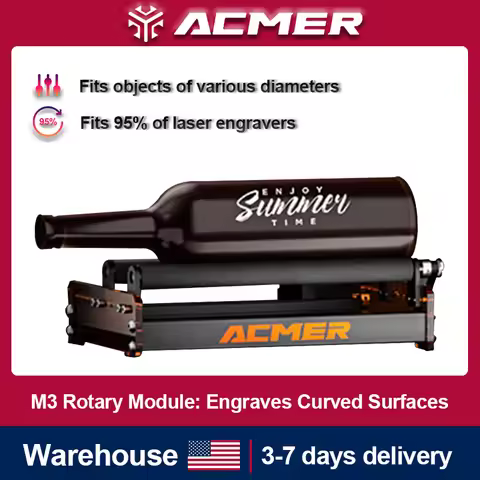 ACMER M3 Rotary Roller for 95% Laser Engraver Y-axis Roller 360° Rotating 6-164mm Engraving Diameter