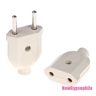 [NewGypsophila] 2 Pin Eu Plug Male Female Electronic Connector Socket Wiring Power Extension