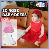 Baby Girl 3D Rose Dress full moon girl dress one-year-old dress baby princess