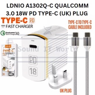 LDNIO A1302Q-C QUALCOMM 3.0 18W PD TYPE-C (UK) PLUG