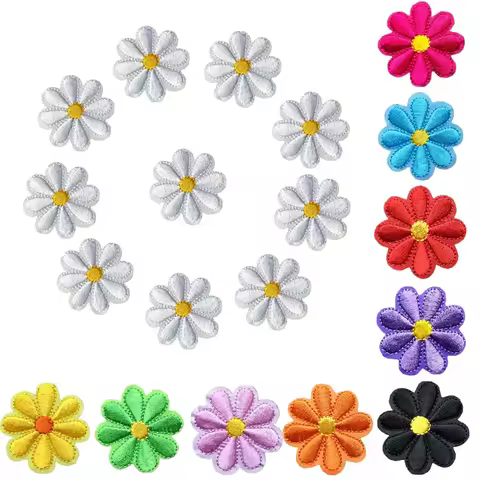 10PCS Embroidery Daisy Sunflower Flowers Sew Iron On Patch Badges Daisy Bag Hat Jeans Clothes Appliq