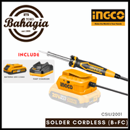 SOLDER CORDLESS / SOLDER TIMAH BATERAI 20V SUDAH TERMASUK BATERAI DAN CHARGER INGCO CSILI2001