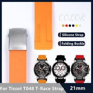 kuiwer สายนาฬิกาข้อมือสำหรับสายรัด Tissot 1853 T-RACE T048-417A 21มม. สายรัดข้อมือเพื่อการพัฒนาอุปกร