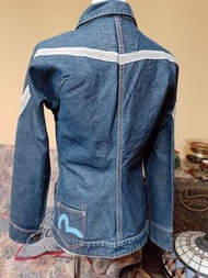 復古Evisu埃維蘇（立體剪裁設計）牛仔古著外套L號品項如圖二手無彈性無肩線胸圍38吋腰圍32吋長度60公分