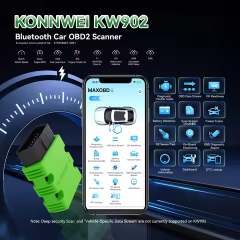 KONNWEI KW902 ELM327 V1.5 Bluetooth 5.0 OBD2 Scanner ELM 327 PIC18F25K80 Engine Check Car Scanner OB