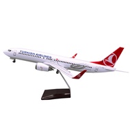 Turkish Airlines Boeing 737-800 47cm Aircraft Model with LED Cockpit and Cabin Lights Plane High Q