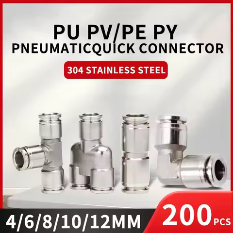PU PV PE PY 304 Stainless Steel Metal Pneumatic Quick Coupling 4 6 8 10 12 High Pressure Air Pipe Fi