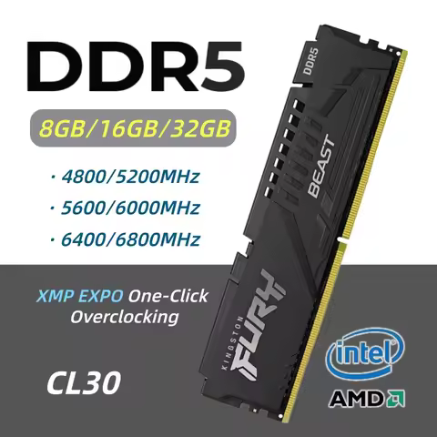 Kingston Fury Beast DDR5 CL30/40 Ram XMP EXPO Desktop Memory 8/16/32GB 4800 5200 5600 6000 6400 6800