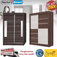 Suria 4ftx6ft / 3.5ftx6ft Wardrobe with 2 sliding doors white and wenge - Almari 3.5ft~4ft x 6ft put