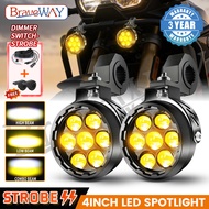 Braveway 4.5inch Led Motorcycle Work Light 140W LED Spotlight Horn Bursts Seven Bead Fog Light Auxil