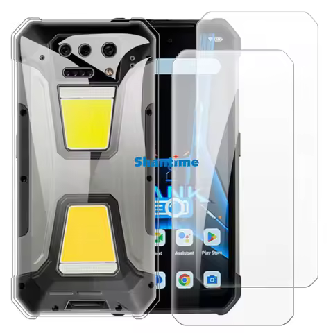 Soft Case + 2 Pack Tempered Glass Screen Protectors for Unihertz Tank 2 Pro,8849 Tank 2 Pro Full-Bod