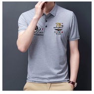 Ice Silk Polo Shirt Men's Polo Shirt T-Shirt Summer Men's Breathable Polo Embroidered Top Men's Short-Sleeved T-Shirt Business Polo Lapel