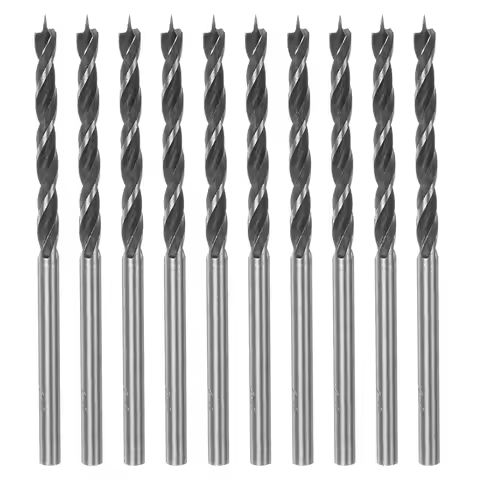 10pcs Brad Point Drill Bits 3mm(1/8") Dia Straight Round Shank Brad Point Spiral Twist Drill Bits fo