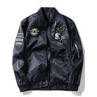[Aviation Jacket] Men's & Unisex Aviation Jacket Navy Blue with Black Accents, Zipper Closure, hine 