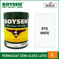 Boysen Permacoat Semi-Gloss Latex White Acrylic Latex Paint - 1L yIV